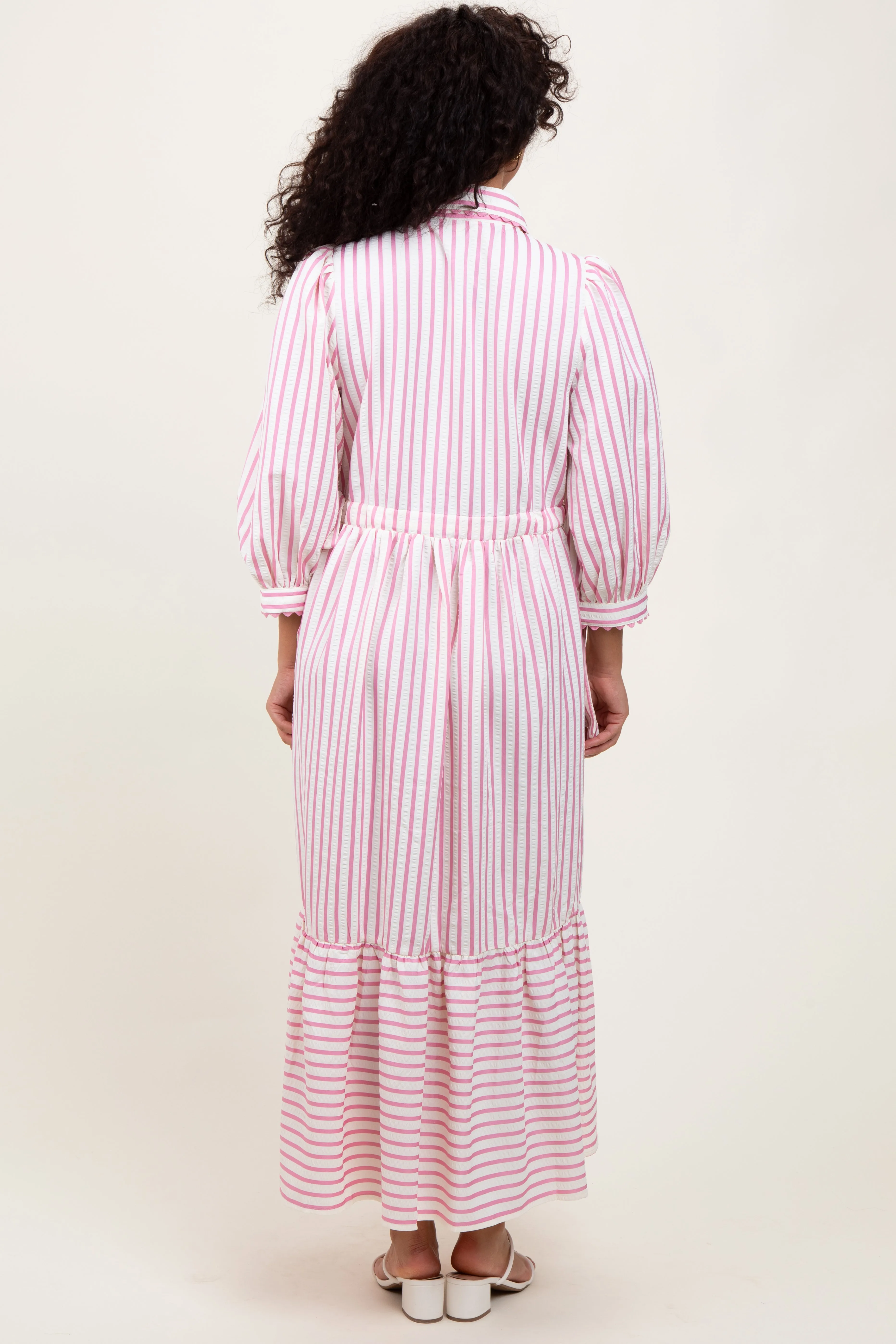 Pink Striped Collar Maxi Dress sold by Pinkblush product image thumbnail 4