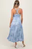 Light Blue Floral Tiered Crisscross Back Maternity Midi Dress sold by Pinkblush