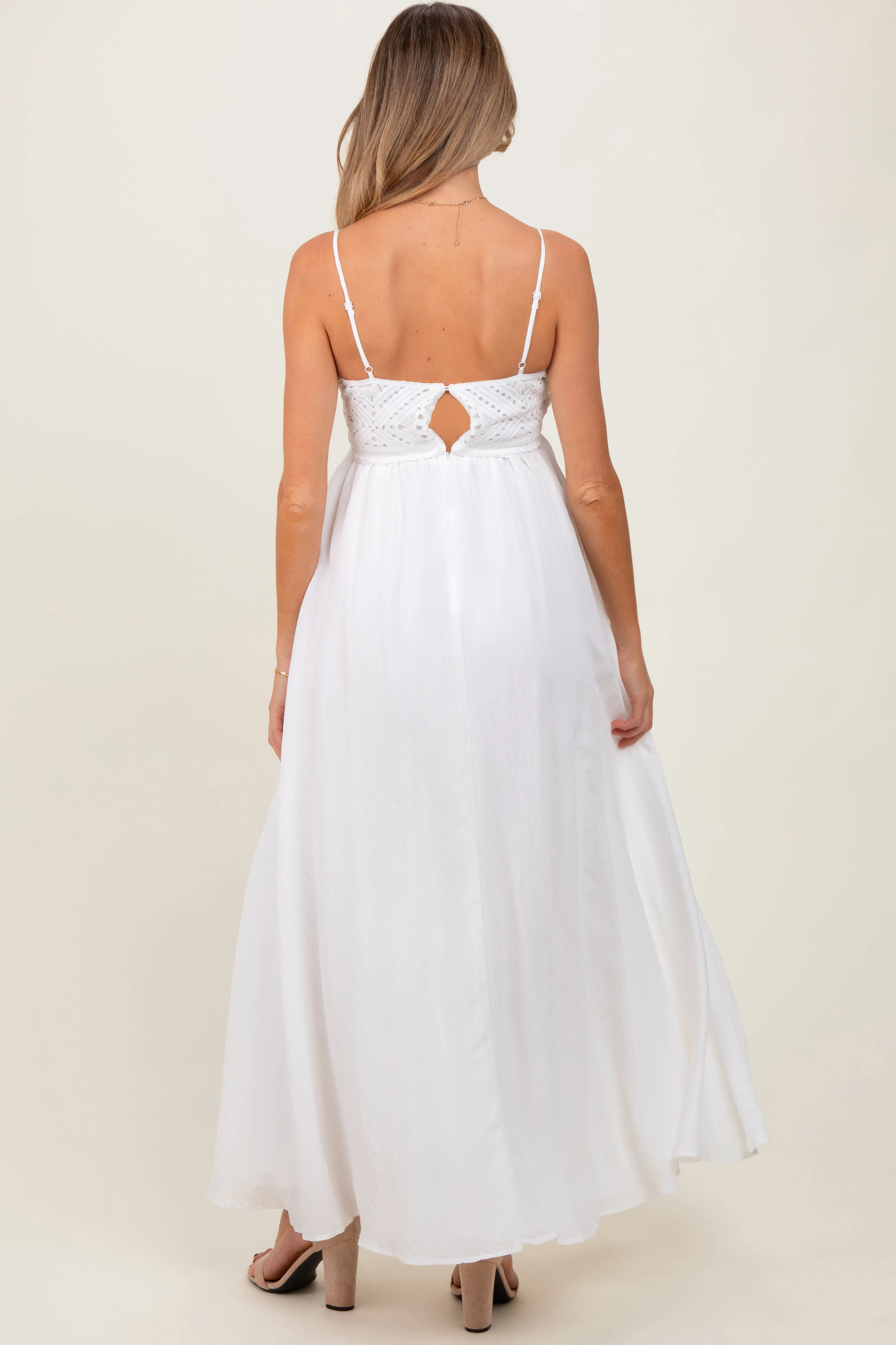 White Crochet Bodice Maternity Maxi Dress sold by Pinkblush product image thumbnail 4