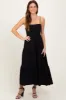 Black Tiered Cutout Tie Back Maternity Midi Dress sold by Pinkblush