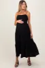 Black Tiered Cutout Tie Back Maternity Midi Dress sold by Pinkblush