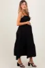 Black Tiered Cutout Tie Back Maternity Midi Dress sold by Pinkblush