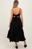 Black Tiered Cutout Tie Back Maternity Midi Dress sold by Pinkblush