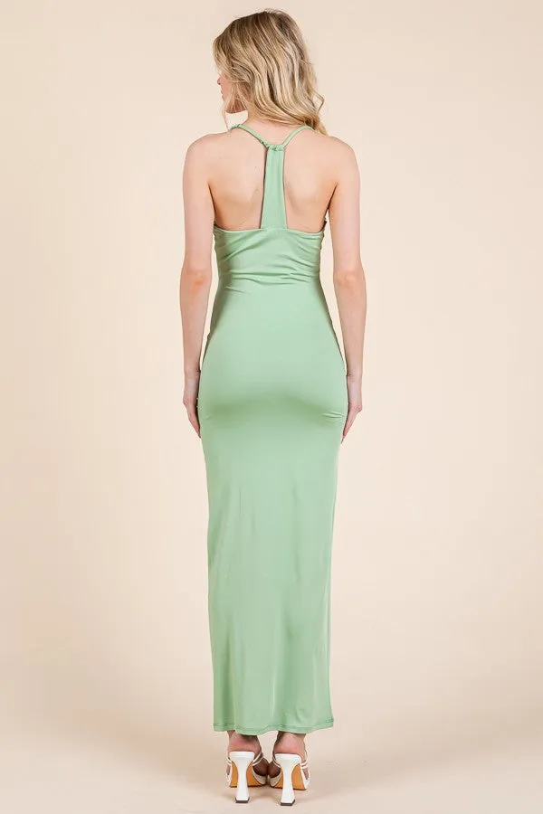Mint Ruched Double Layered Maxi Dress sold by Pinkblush product image thumbnail 3