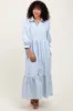 Blue Striped Collar Maxi Dress sold by Pinkblush