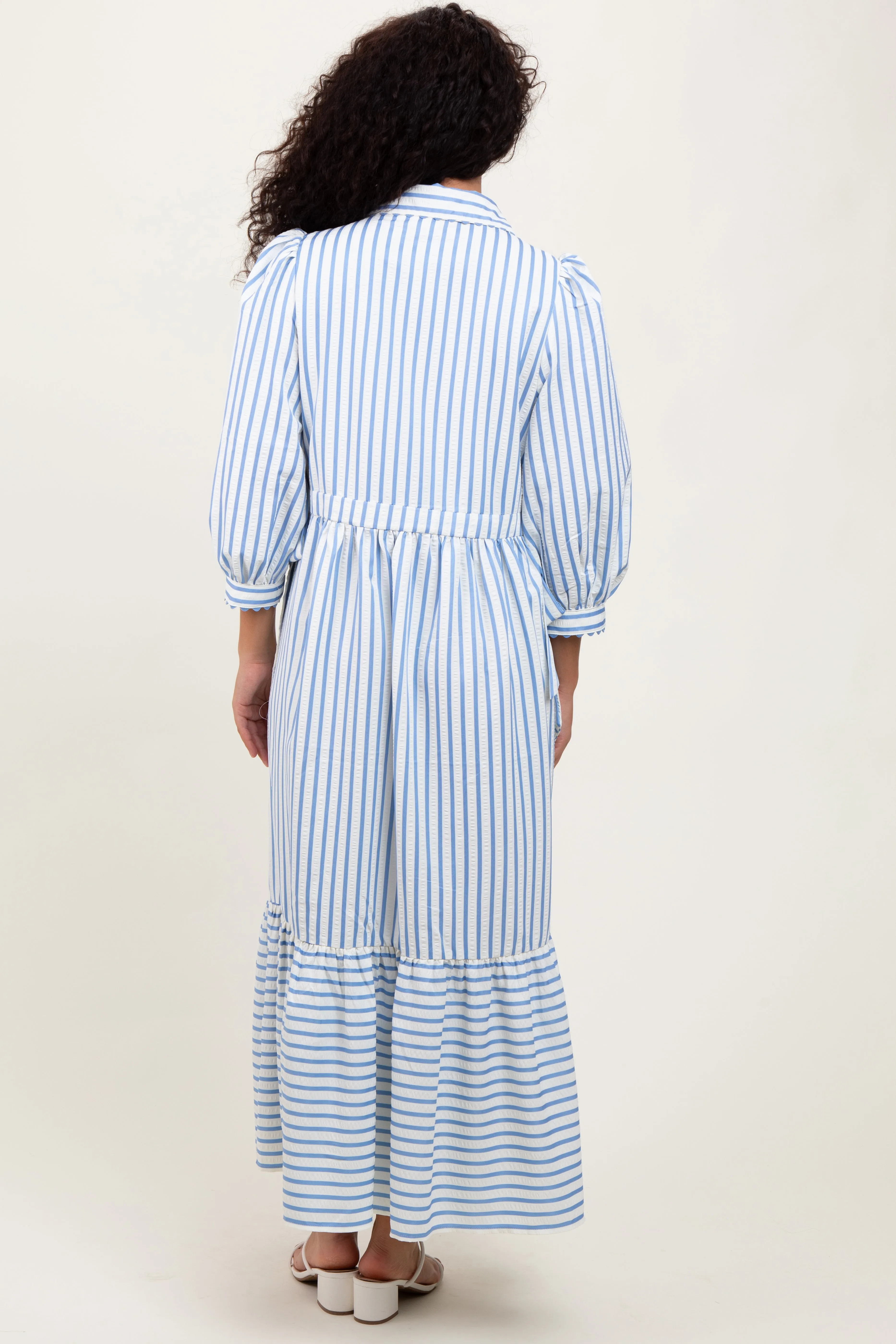 Blue Striped Collar Maxi Dress sold by Pinkblush product image thumbnail 3