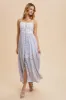 Light Blue Floral Button Down Sleeveless Maxi Dress sold by Pinkblush