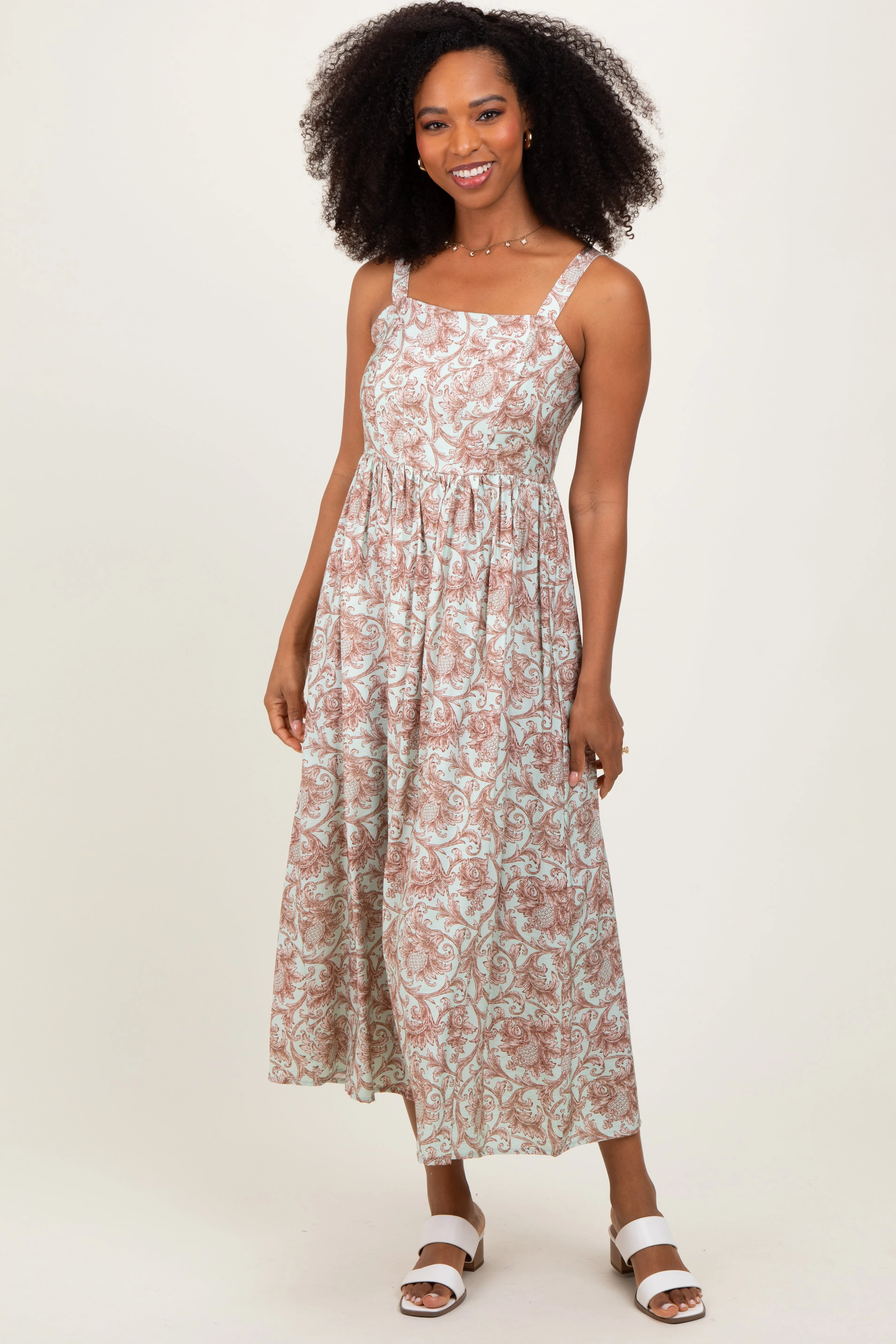 Mint Abstract Print Midi Dress sold by Pinkblush