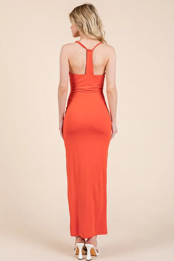 Orange Ruched Double Layered Maxi Dress sold by Pinkblush product image thumbnail 3