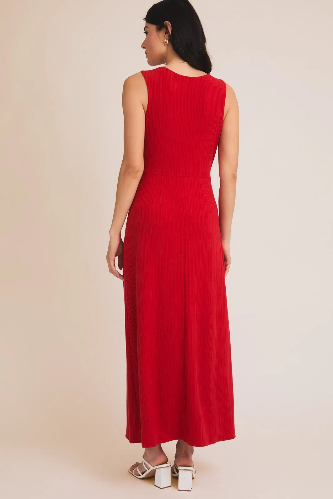 Red Gathered Waist Sleeveless Maxi Dress sold by Pinkblush product image thumbnail 3