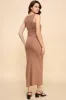 Taupe V-Neck Tank Maxi Dress sold by Pinkblush