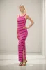 Fuchsia Striped High Neck Ribbed Maxi Dress sold by Pinkblush