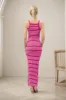 Fuchsia Striped High Neck Ribbed Maxi Dress sold by Pinkblush