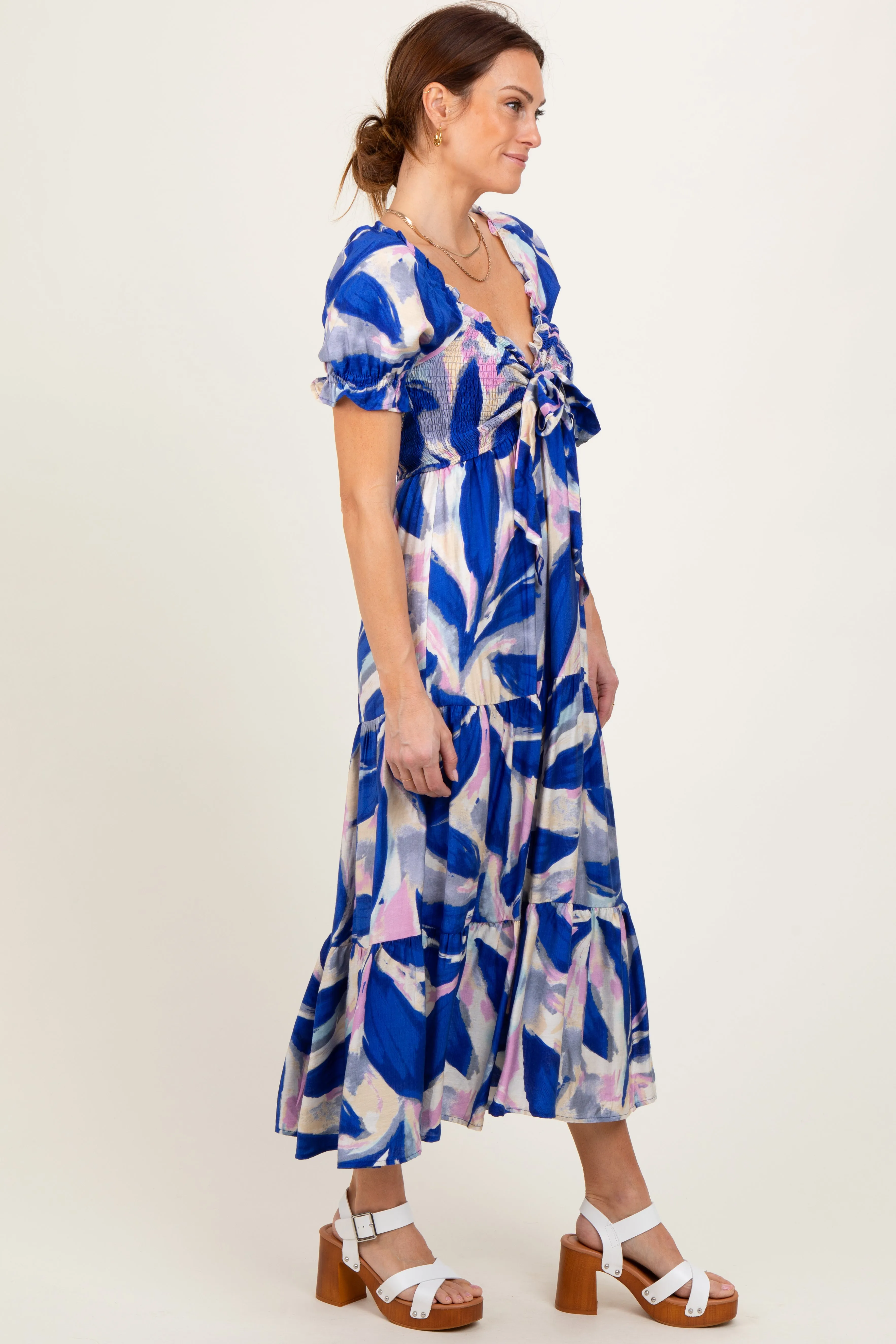 Royal Blue Blue Smocked Top Woven Tiered Dress sold by Pinkblush product image thumbnail 3