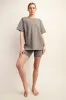 Olive Oversized V-Neck Side Slit Maternity Tee sold by Pinkblush