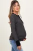 Black Striped Snap Button Henley Maternity Top sold by Pinkblush