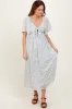 Blue Floral Front Tie Midi Dress sold by Pinkblush