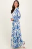 Blue Floral Smocked Waist Long Sleeve Maxi Dress sold by Pinkblush