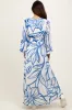 Blue Floral Smocked Waist Long Sleeve Maxi Dress sold by Pinkblush