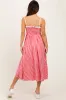 Red Gingham Smocked Trim Midi Dress sold by Pinkblush