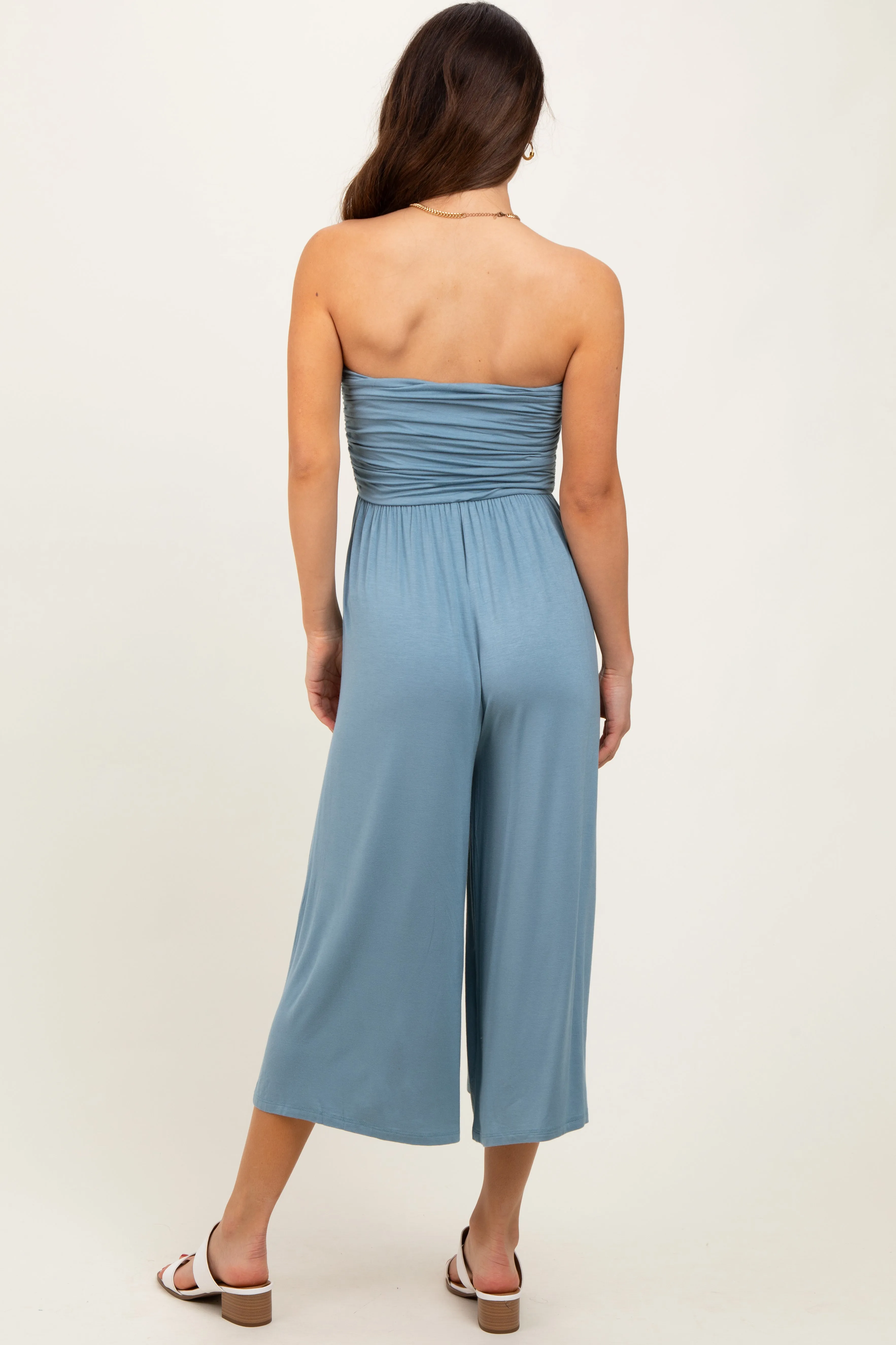 Light Blue Double Layered Strapless Tube Top Jumpsuit sold by Pinkblush product image thumbnail 2