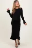 Black Ribbed Knit Bow Back Maternity Maxi Dress sold by Pinkblush