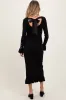 Black Ribbed Knit Bow Back Maternity Maxi Dress sold by Pinkblush