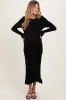 Black Ribbed Knit Bow Back Maternity Maxi Dress sold by Pinkblush