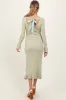 Light Olive Ribbed Knit Bow Back Maternity Maxi Dress sold by Pinkblush