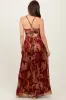 Burgundy Floral Deep V-Neck Back Cutout Maternity Maxi Dress sold by Pinkblush