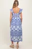 Light Navy Embroidered Smocked Cutout Maternity Midi Dress sold by Pinkblush