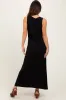 Black Sleeveless Flared Scoop Neck Maxi Dress sold by Pinkblush
