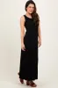 Black Sleeveless Flared Scoop Neck Maxi Dress sold by Pinkblush