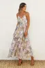 Lavender Tropical Floral Sash Tie Maternity Maxi Dress sold by Pinkblush