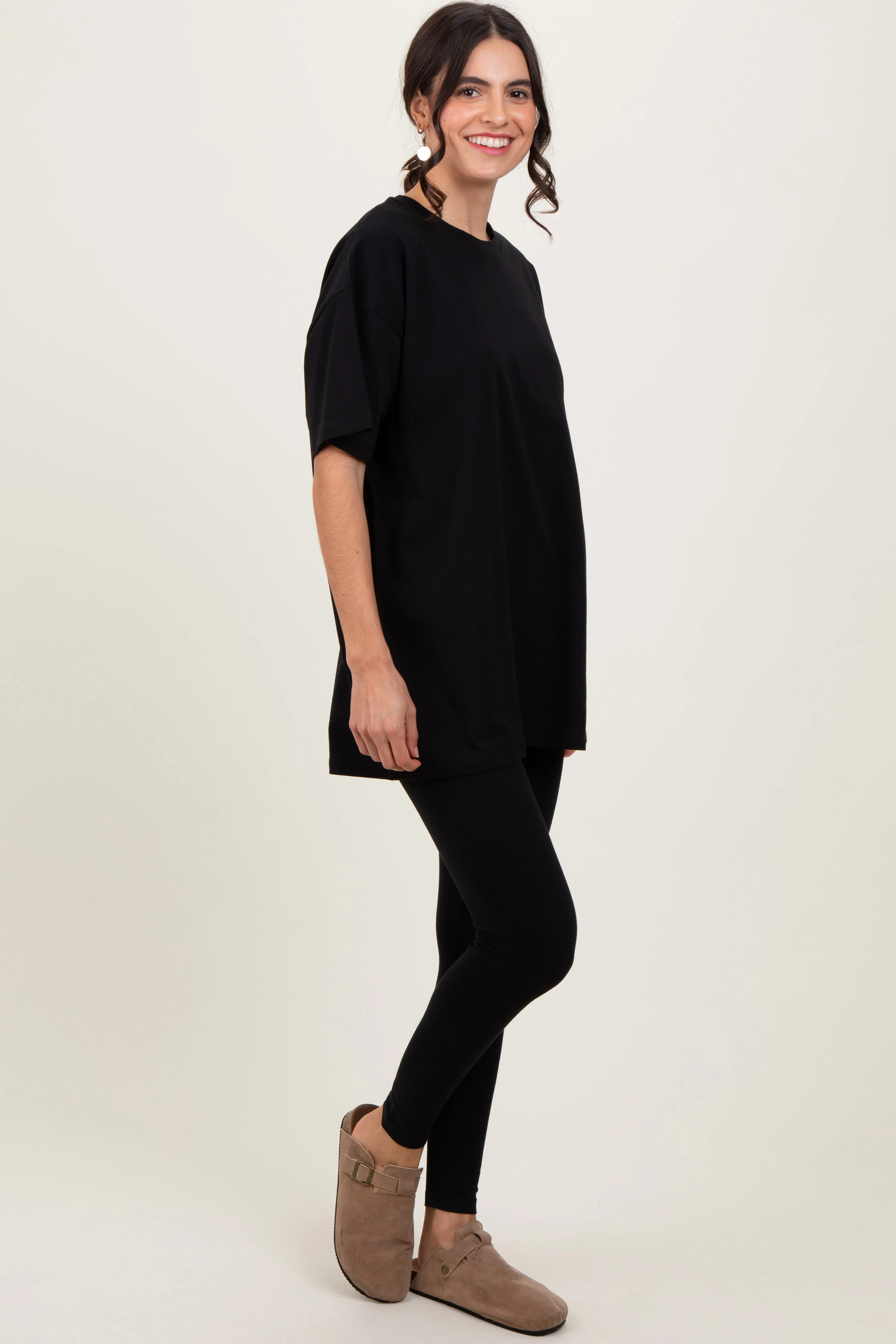 Black Oversized Crewneck Short Sleeve and Legging Set sold by Pinkblush product image thumbnail 3