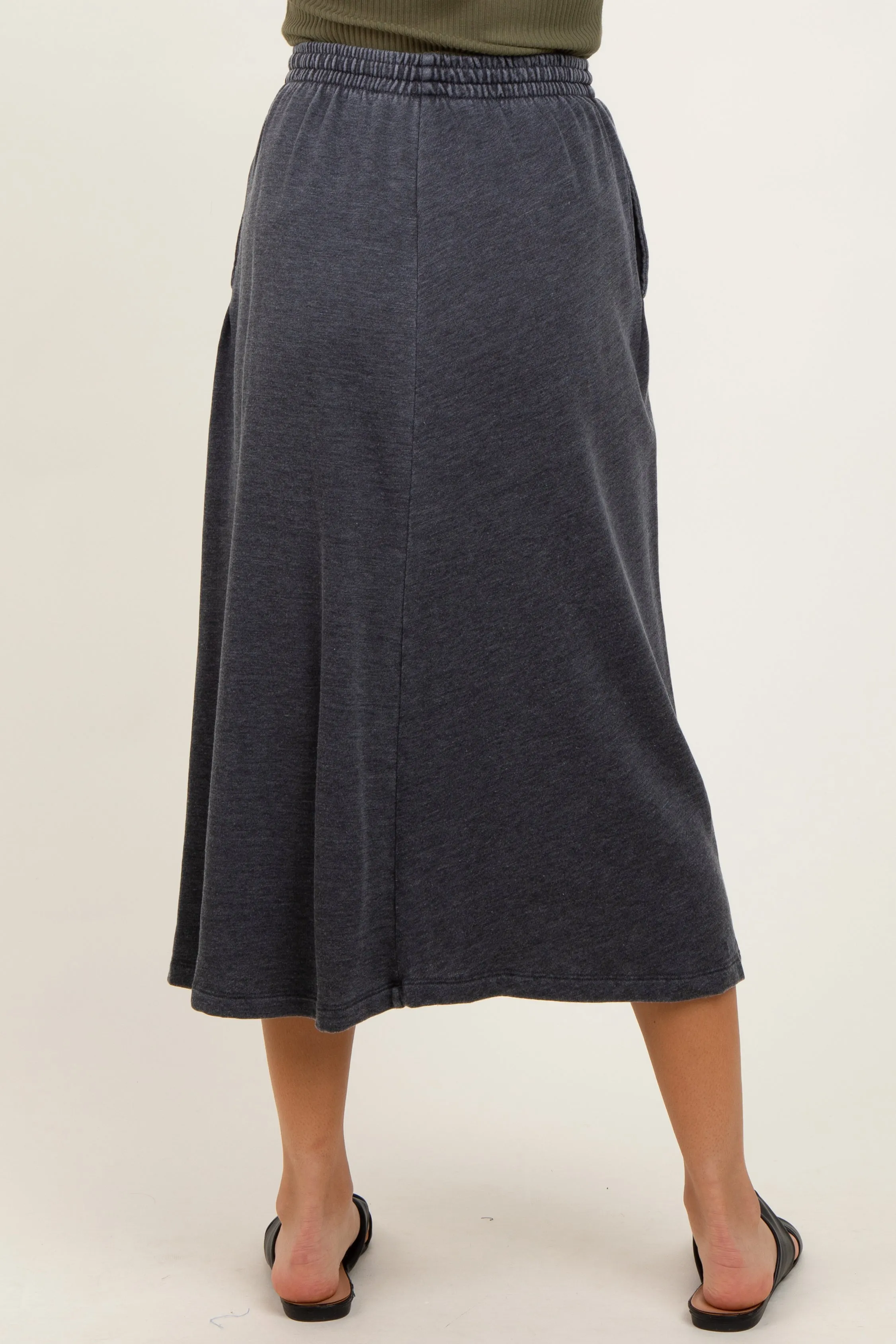Charcoal Terry Drawstring Midi Skirt sold by Pinkblush product image thumbnail 5