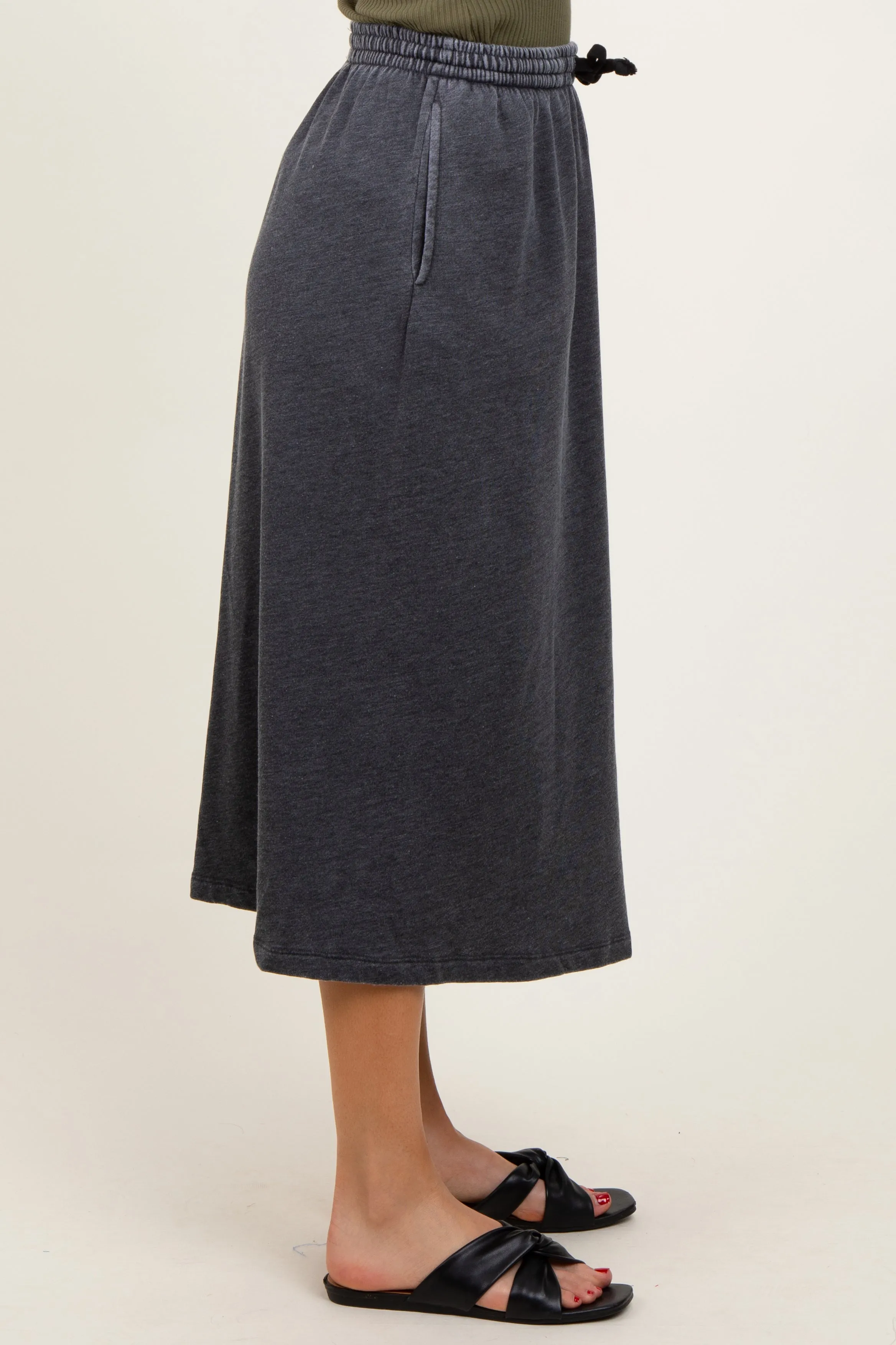 Charcoal Terry Drawstring Midi Skirt sold by Pinkblush product image thumbnail 4