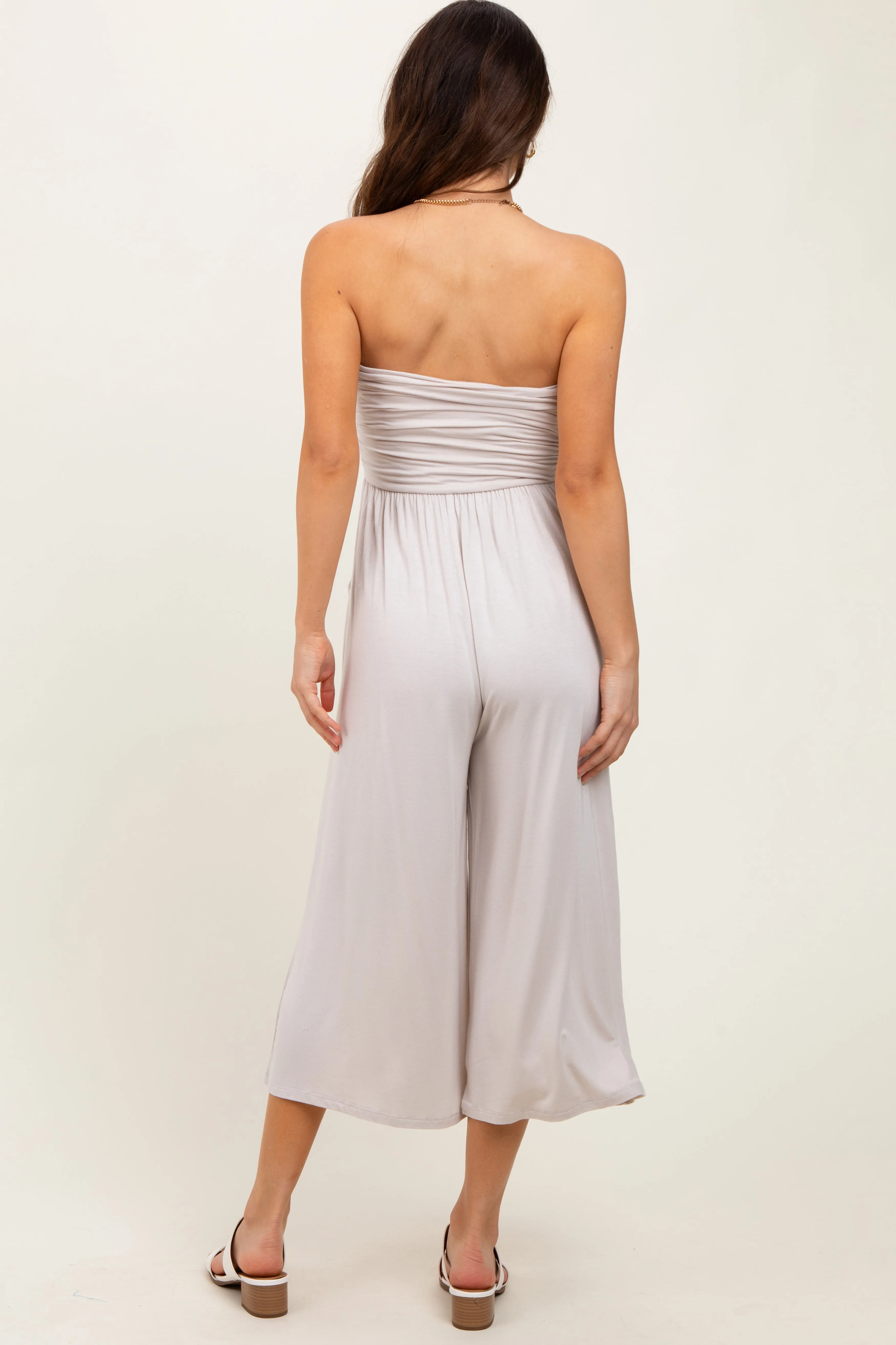 Beige Double Layered Strapless Tube Top Jumpsuit sold by Pinkblush product image thumbnail 4