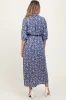 Blue Floral Button Down 3/4 Sleeve Maternity Maxi Dress sold by Pinkblush