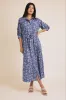 Blue Floral Button Down 3/4 Sleeve Maternity Maxi Dress sold by Pinkblush