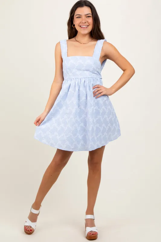 Light Blue Printed Square Neck Dress sold by Pinkblush