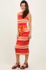 Fuchsia Multi Striped Ribbed Knit Fitted Midi Dress sold by Pinkblush