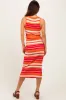 Fuchsia Multi Striped Ribbed Knit Fitted Midi Dress sold by Pinkblush