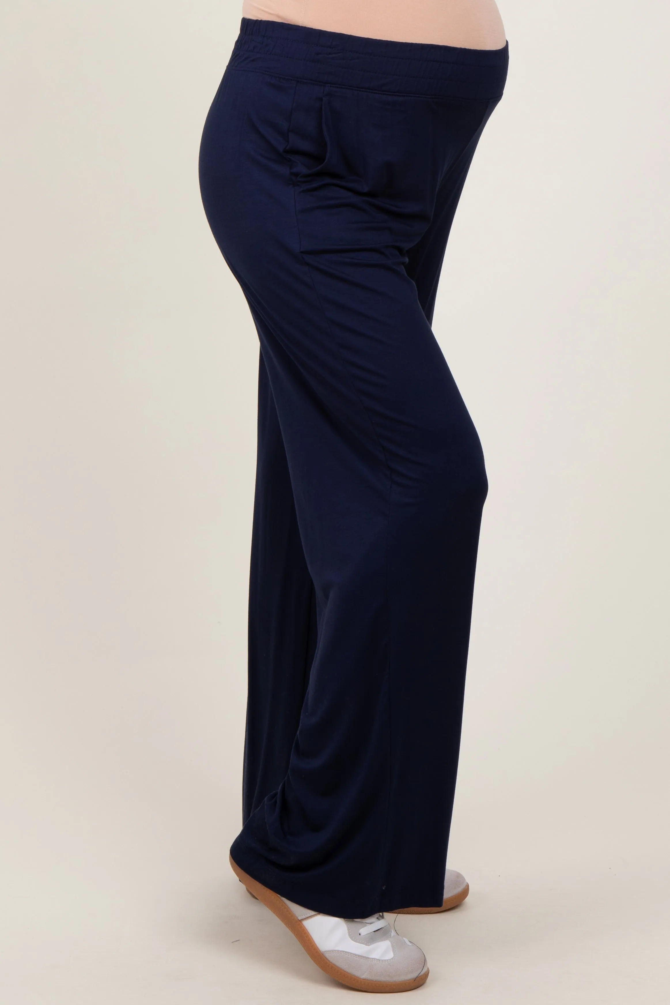 Navy Basic Wide Leg Pocketed Maternity Pants sold by Pinkblush product image thumbnail 3