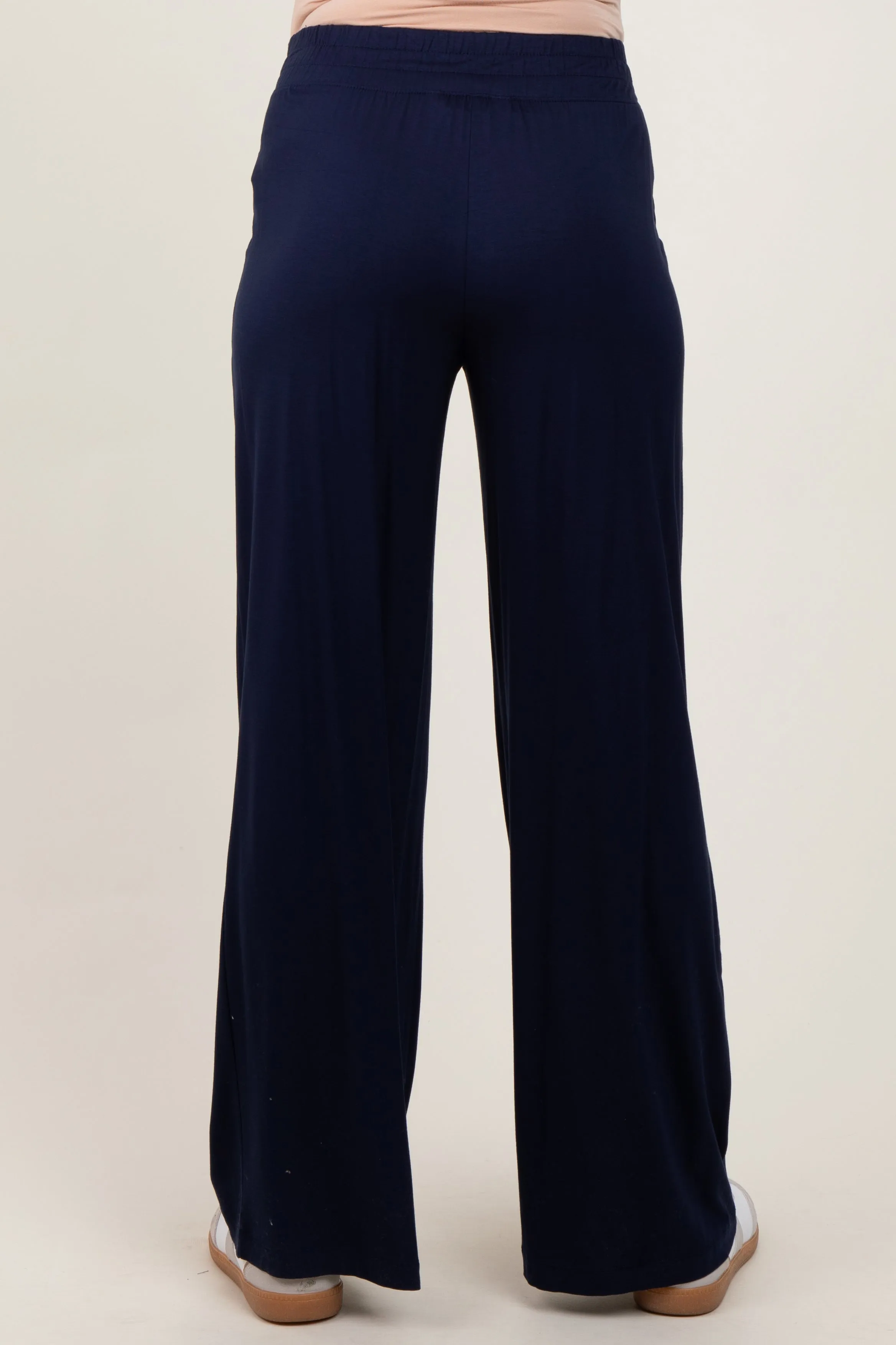 Navy Basic Wide Leg Pocketed Maternity Pants sold by Pinkblush product image thumbnail 4