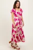 Cream Floral Smocked Waist Tiered Midi Dress sold by Pinkblush