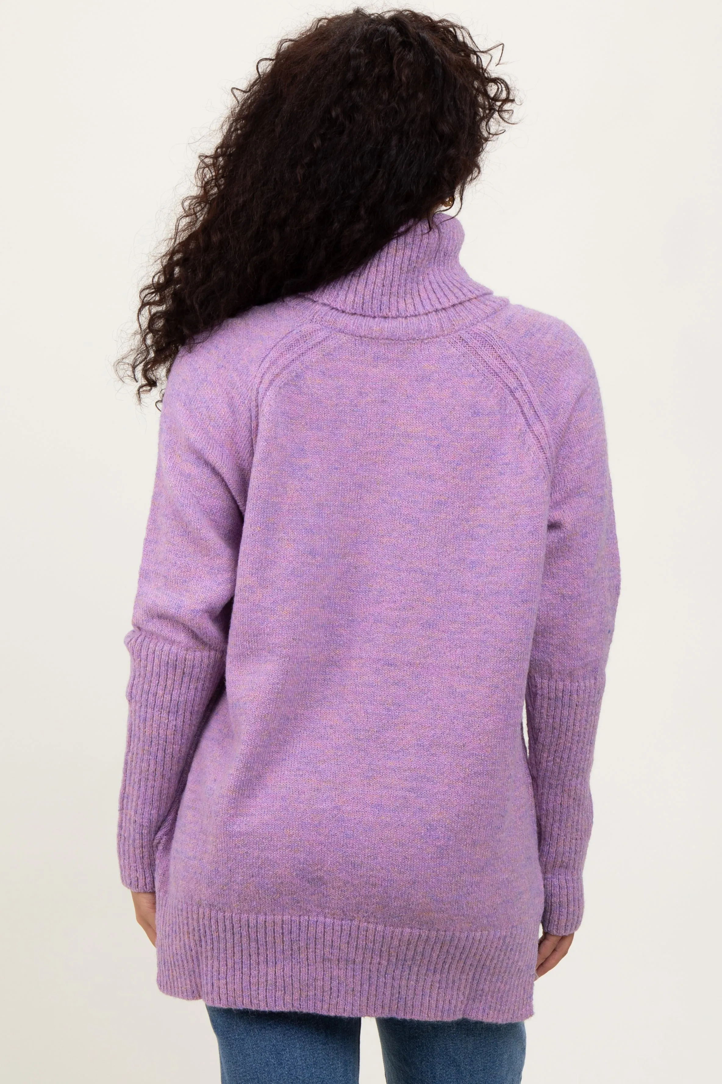 Lavender Contrast Rib Turtle Neck Sweater sold by Pinkblush product image thumbnail 4