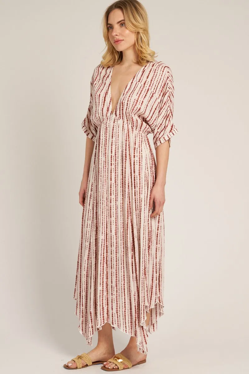 Rust Printed Deep V-Neck Midi Dress sold by Pinkblush product image thumbnail 2