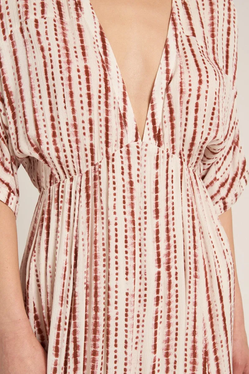 Rust Printed Deep V-Neck Midi Dress sold by Pinkblush product image thumbnail 4