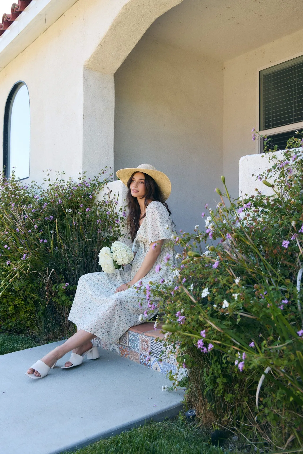 Peach Floral Front Tie Midi Dress sold by Pinkblush product image thumbnail 5